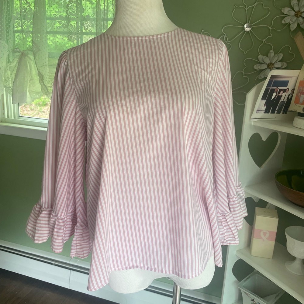 Paraphrase Pink Striped Women's Top L